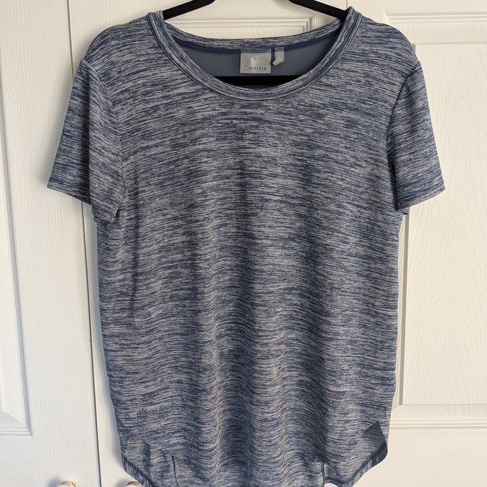 Athleta Blue Heathered Short Sleeve Tee